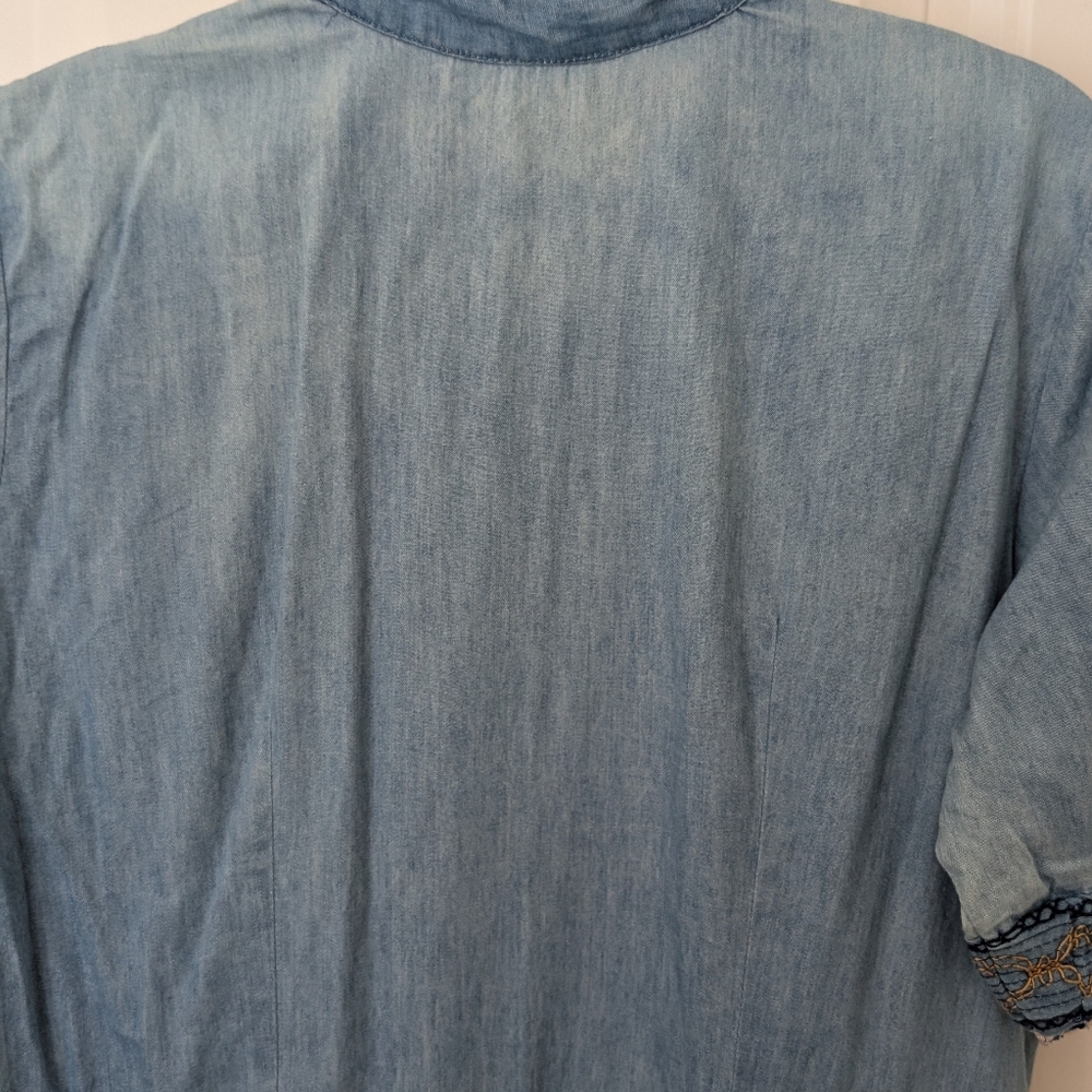 Lapis Blue Denim‎ Tiered Embroidered Maxi Dress M - Picture 14 of 15